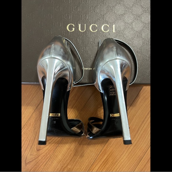 GUCCI Sand Pelle S. Cuoio Glow Light Heels 38 - Picture 7 of 8